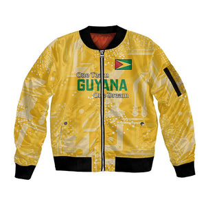 One Team One Game Guyana Football Custom Sleeve Zip Bomber Jacket Pride Of Guyana Green Version - African Pride