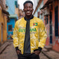 One Team One Game Guyana Football Custom Sleeve Zip Bomber Jacket Pride Of Guyana Green Version - African Pride