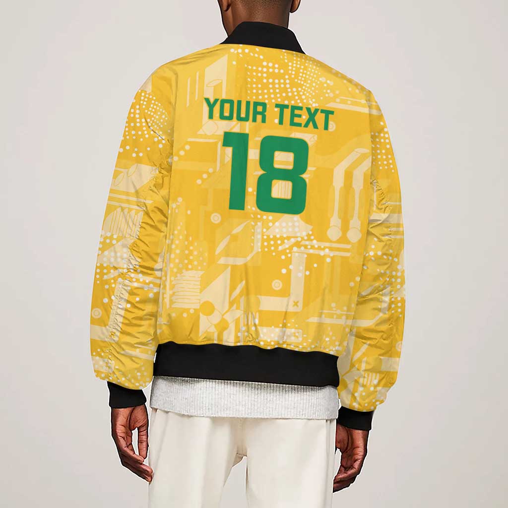 One Team One Game Guyana Football Custom Sleeve Zip Bomber Jacket Pride Of Guyana Green Version - African Pride