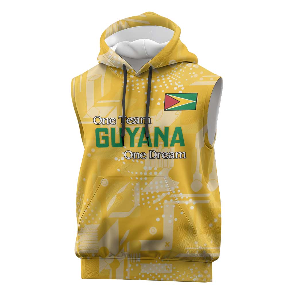 One Team One Game Guyana Football Custom Sleeveless Hoodie Pride Of Guyana Green Version - African Pride