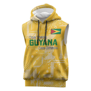 One Team One Game Guyana Football Custom Sleeveless Hoodie Pride Of Guyana Green Version - African Pride