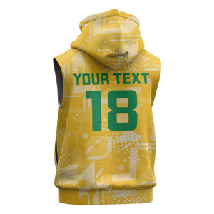 One Team One Game Guyana Football Custom Sleeveless Hoodie Pride Of Guyana Green Version - African Pride