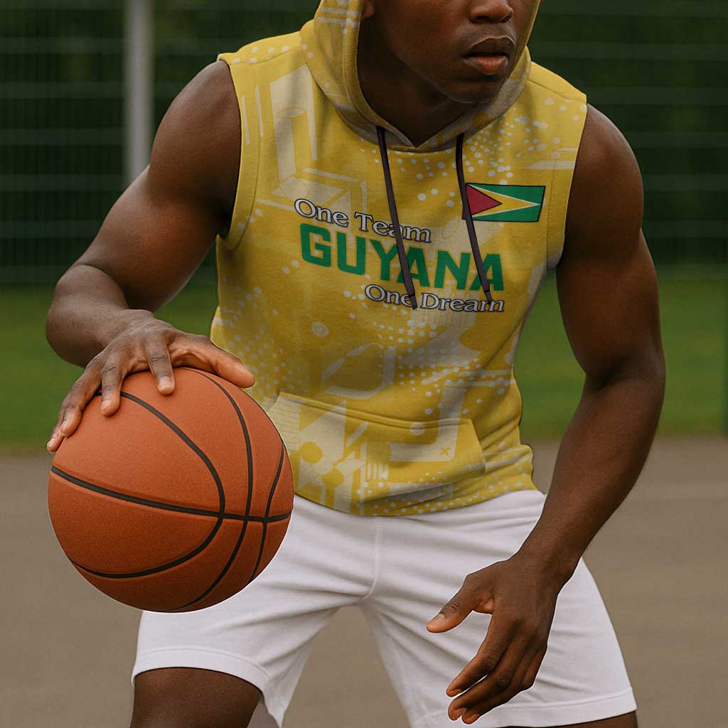One Team One Game Guyana Football Custom Sleeveless Hoodie Pride Of Guyana Green Version - African Pride