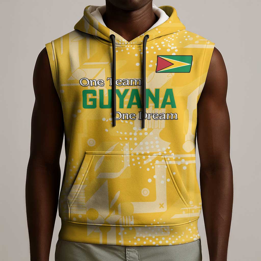 One Team One Game Guyana Football Custom Sleeveless Hoodie Pride Of Guyana Green Version - African Pride