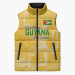 One Team One Game Guyana Football Custom Sleeveless Puffer Jacket Pride Of Guyana Yellow Version