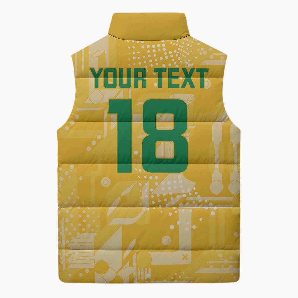 One Team One Game Guyana Football Custom Sleeveless Puffer Jacket Pride Of Guyana Yellow Version