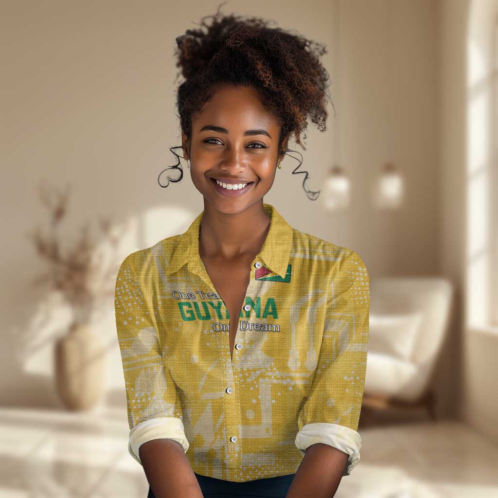 One Team One Game Guyana Football Custom Women Casual Shirt Pride Of Guyana Green Version - African Pride