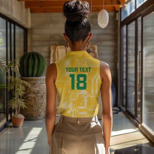 One Team One Game Guyana Football Custom Women Sleeveless Polo Shirt Pride Of Guyana Green Version - African Pride