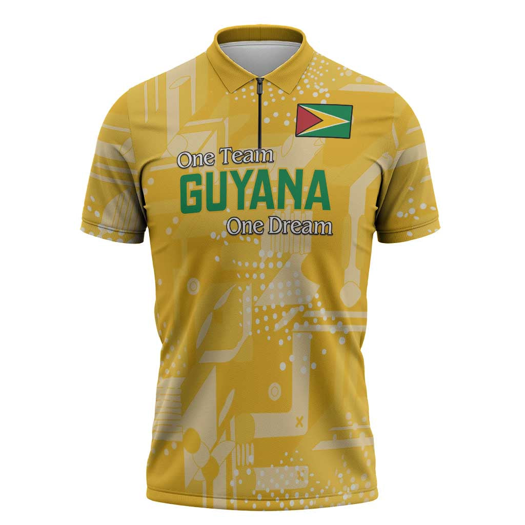 One Team One Game Guyana Football Custom Zipper Polo Shirt Pride Of Guyana Yellow Version
