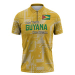 One Team One Game Guyana Football Custom Zipper Polo Shirt Pride Of Guyana Yellow Version