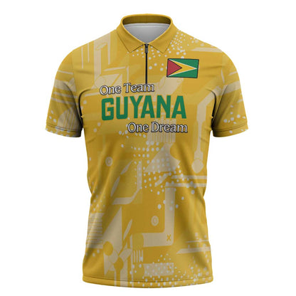 One Team One Game Guyana Football Custom Zipper Polo Shirt Pride Of Guyana Yellow Version