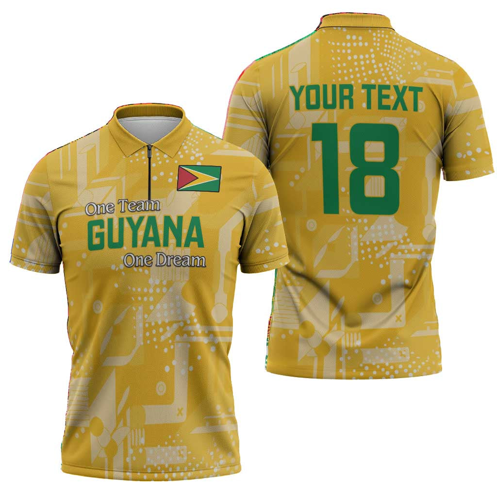 One Team One Game Guyana Football Custom Zipper Polo Shirt Pride Of Guyana Yellow Version
