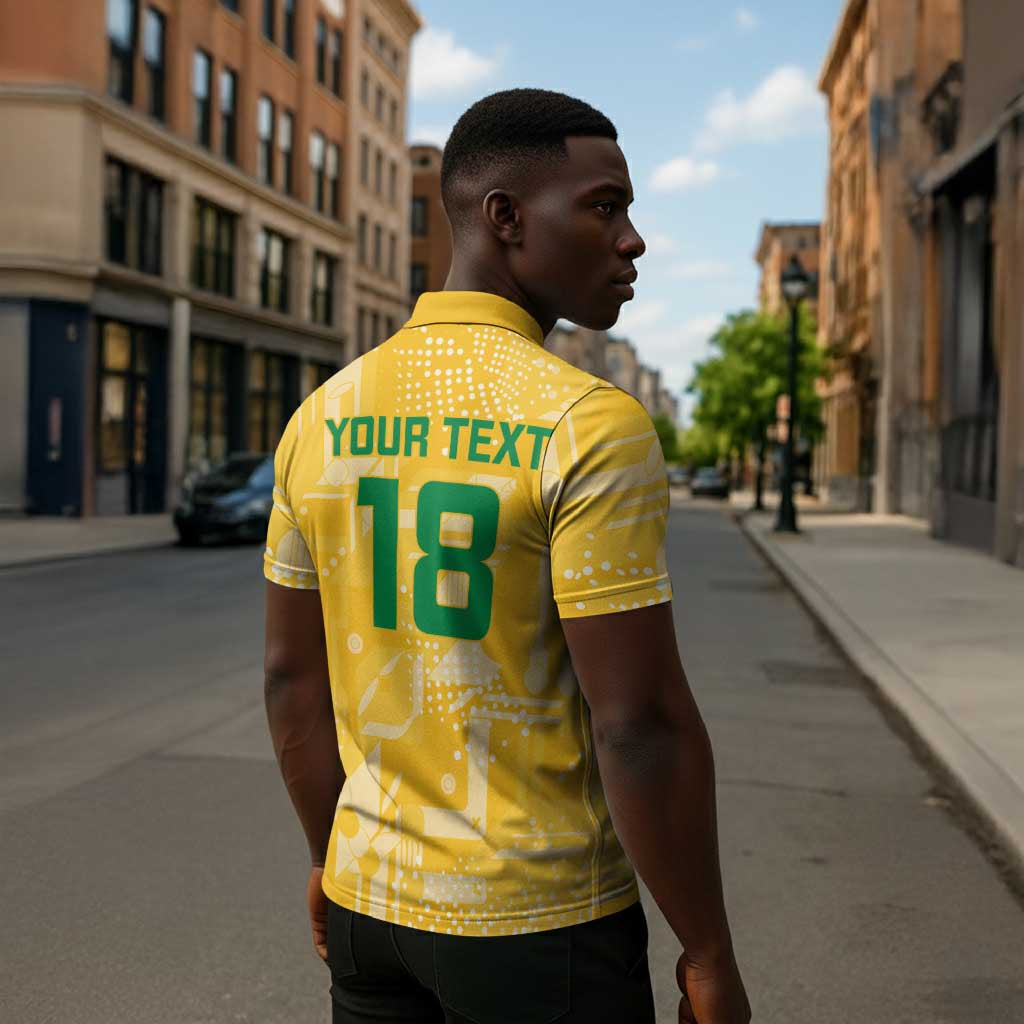 One Team One Game Guyana Football Custom Zipper Polo Shirt Pride Of Guyana Yellow Version