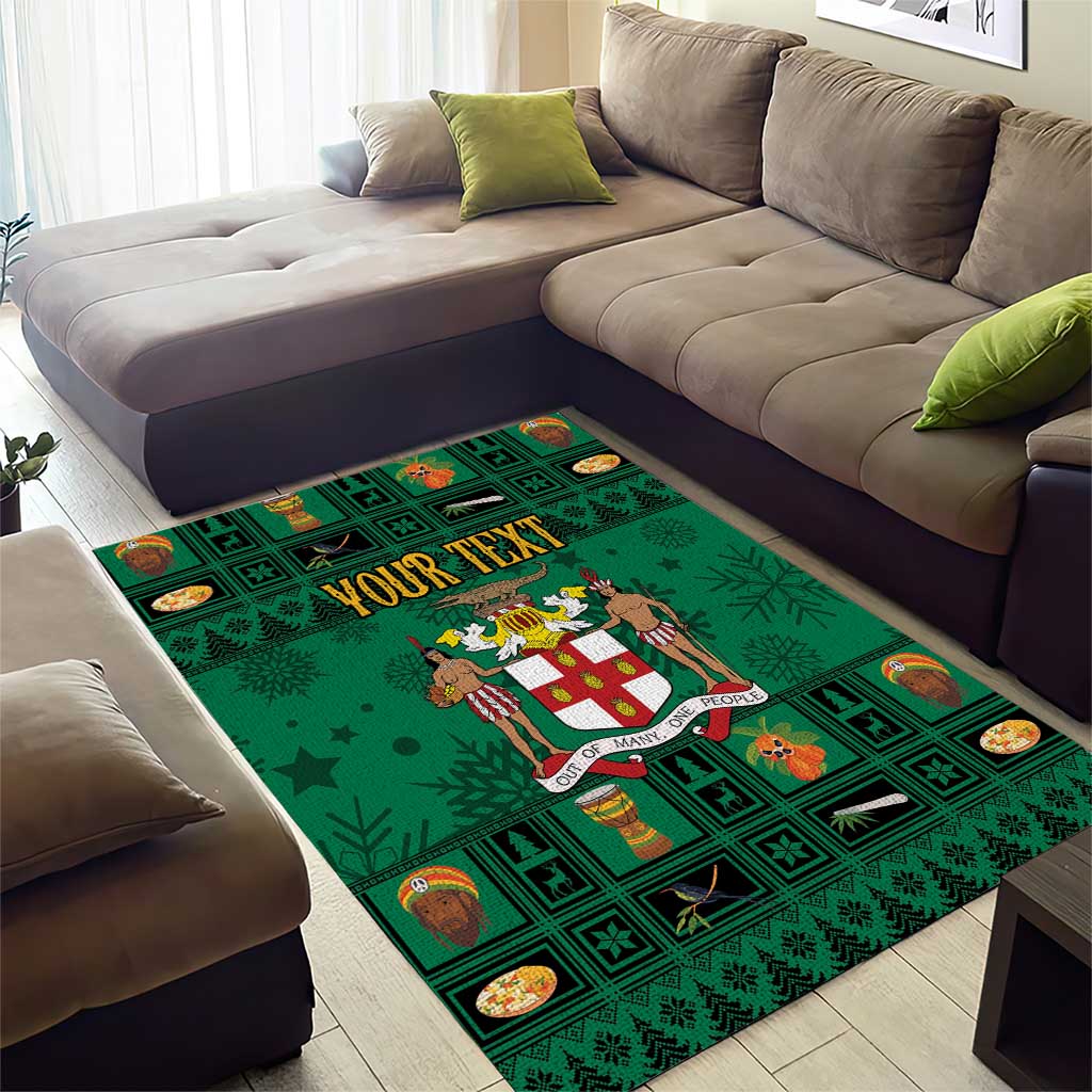 Personalized Afro-Jamaicans Merri Crissmuss Area Rug Coat Of Arms - Xmas