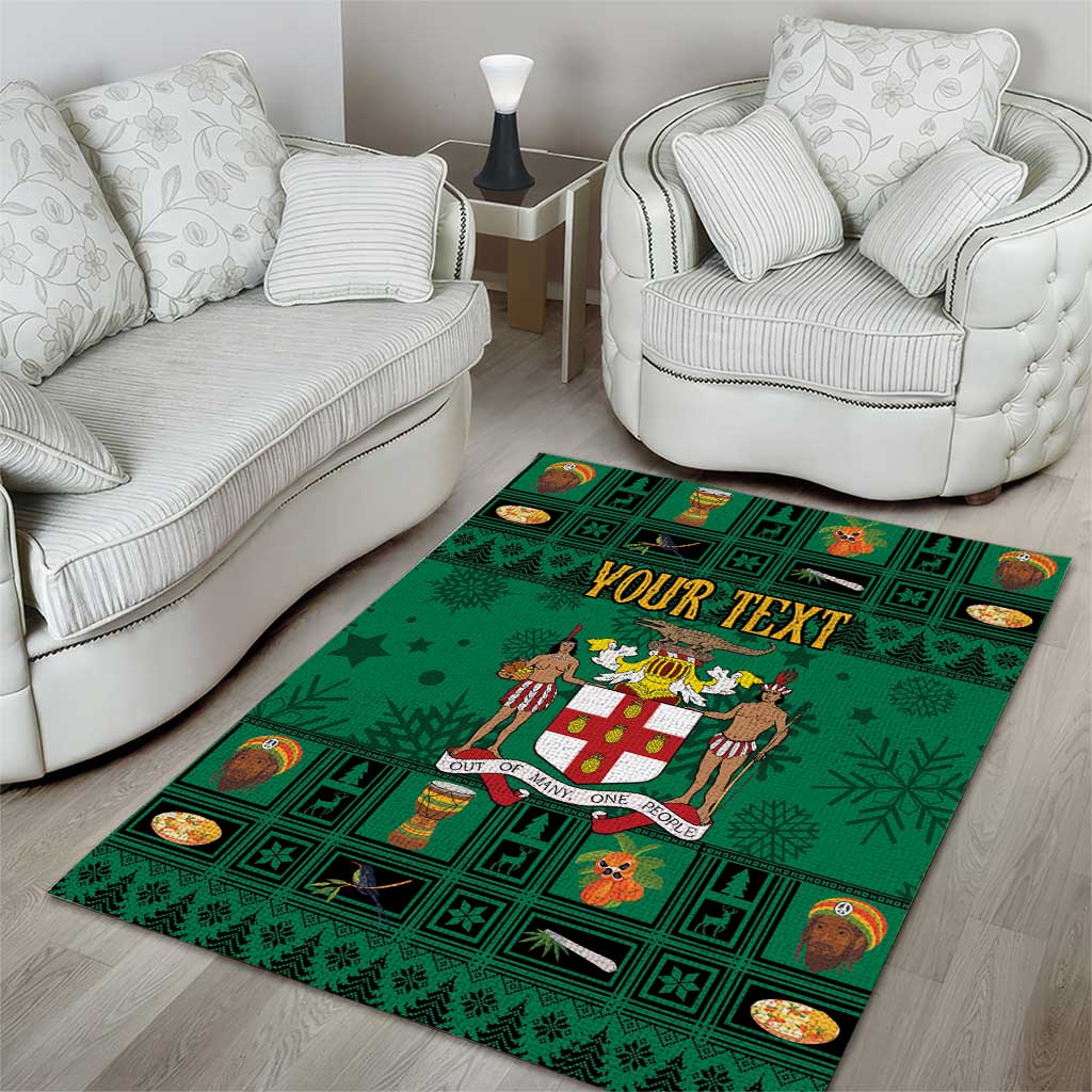 Personalized Afro-Jamaicans Merri Crissmuss Area Rug Coat Of Arms - Xmas