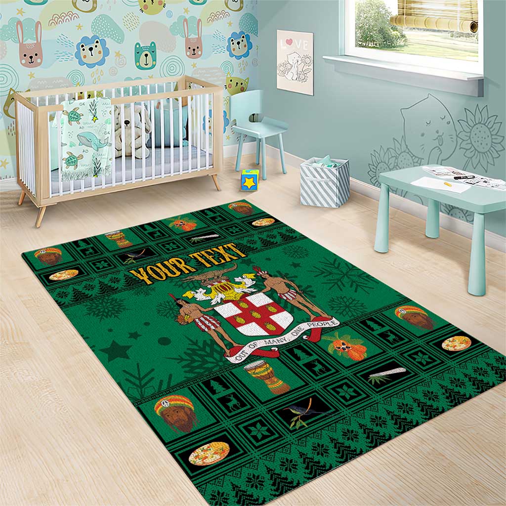 Personalized Afro-Jamaicans Merri Crissmuss Area Rug Coat Of Arms - Xmas