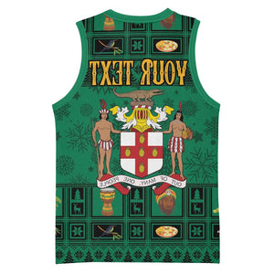 Personalized Afro-Jamaicans Merri Crissmuss Basketball Jersey Coat Of Arms - Xmas - African Pride