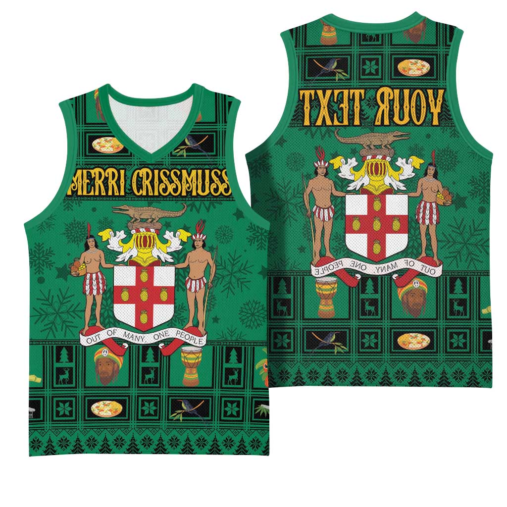 Personalized Afro-Jamaicans Merri Crissmuss Basketball Jersey Coat Of Arms - Xmas - African Pride