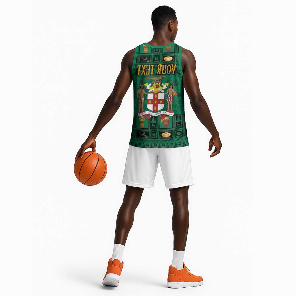 Personalized Afro-Jamaicans Merri Crissmuss Basketball Jersey Coat Of Arms - Xmas - African Pride