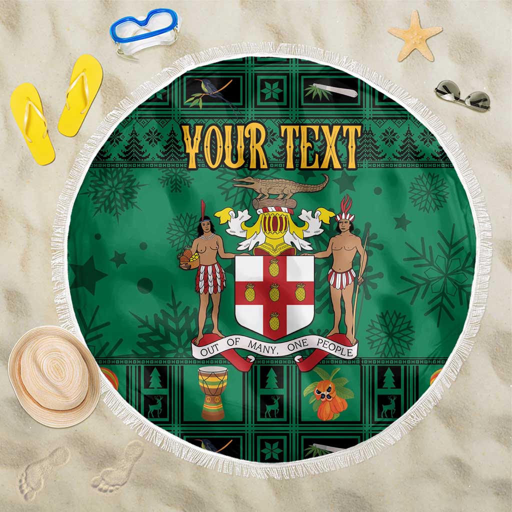 Personalized Afro-Jamaicans Merri Crissmuss Beach Blanket Coat Of Arms - Xmas