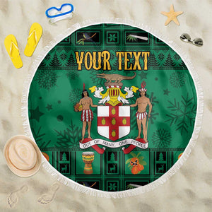 Personalized Afro-Jamaicans Merri Crissmuss Beach Blanket Coat Of Arms - Xmas