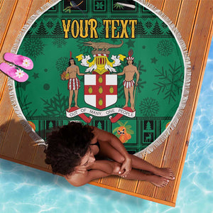 Personalized Afro-Jamaicans Merri Crissmuss Beach Blanket Coat Of Arms - Xmas