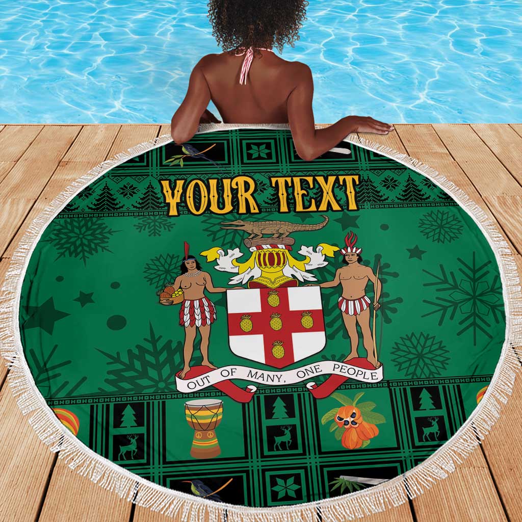 Personalized Afro-Jamaicans Merri Crissmuss Beach Blanket Coat Of Arms - Xmas