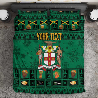 Personalized Afro-Jamaicans Merri Crissmuss Bedding Set Coat Of Arms - Xmas