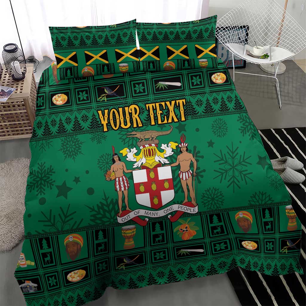 Personalized Afro-Jamaicans Merri Crissmuss Bedding Set Coat Of Arms - Xmas