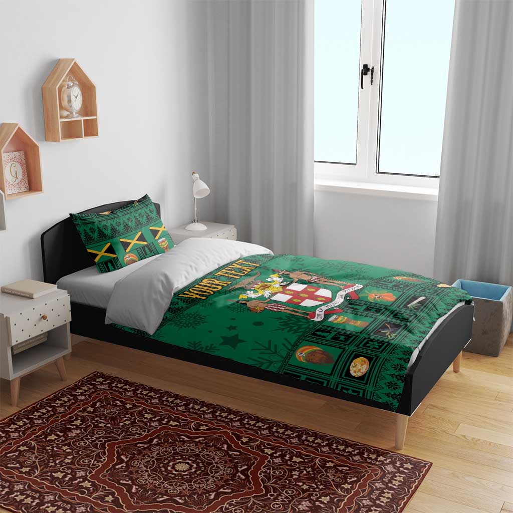 Personalized Afro-Jamaicans Merri Crissmuss Bedding Set Coat Of Arms - Xmas