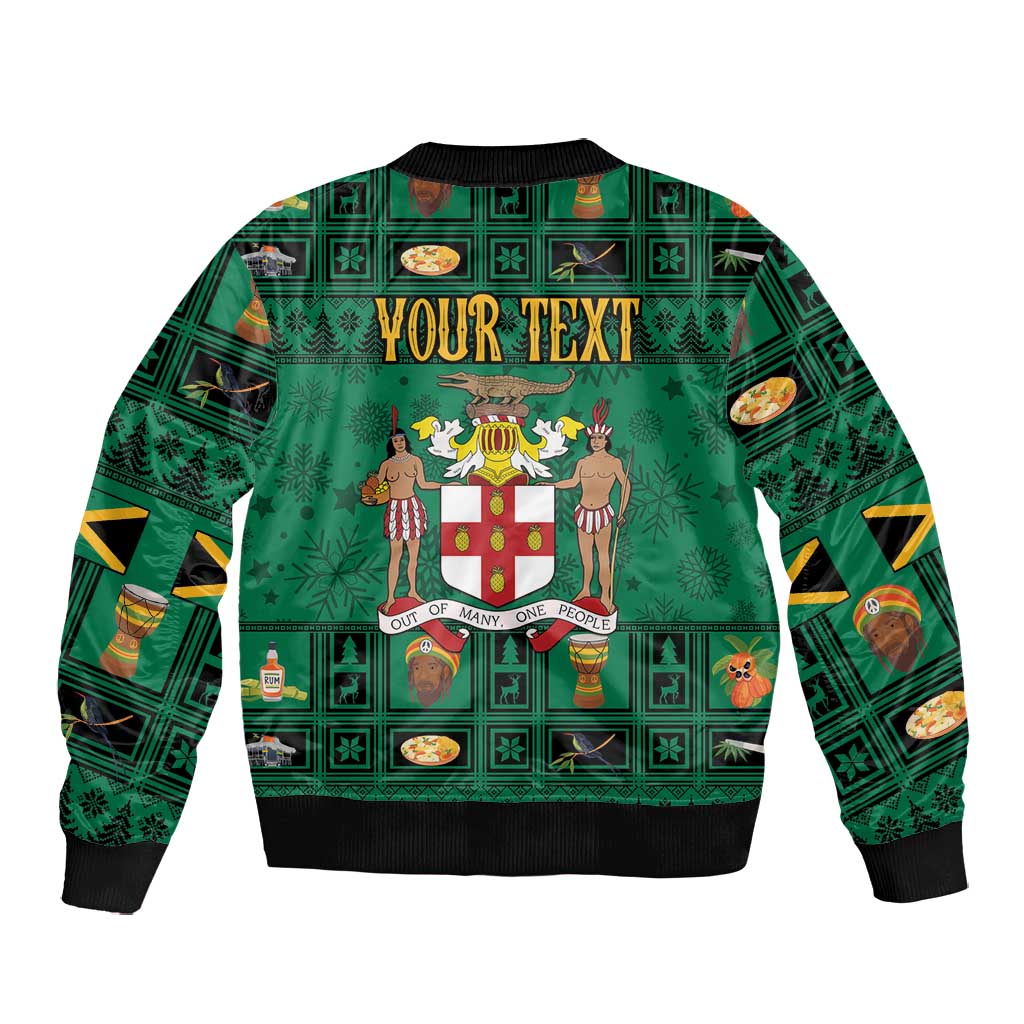 Personalized Afro-Jamaicans Merri Crissmuss Bomber Jacket Coat Of Arms - Xmas