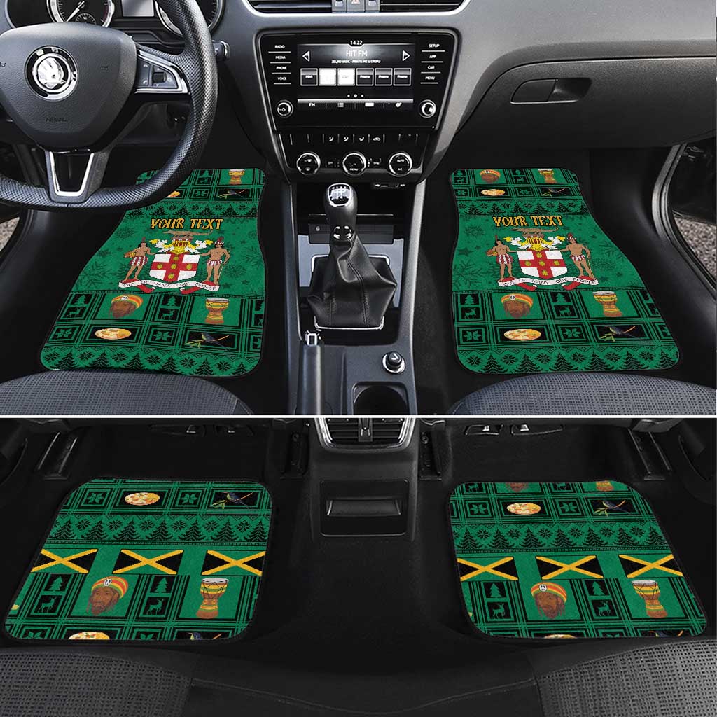 Personalized Afro-Jamaicans Merri Crissmuss Car Mats Coat Of Arms - Xmas