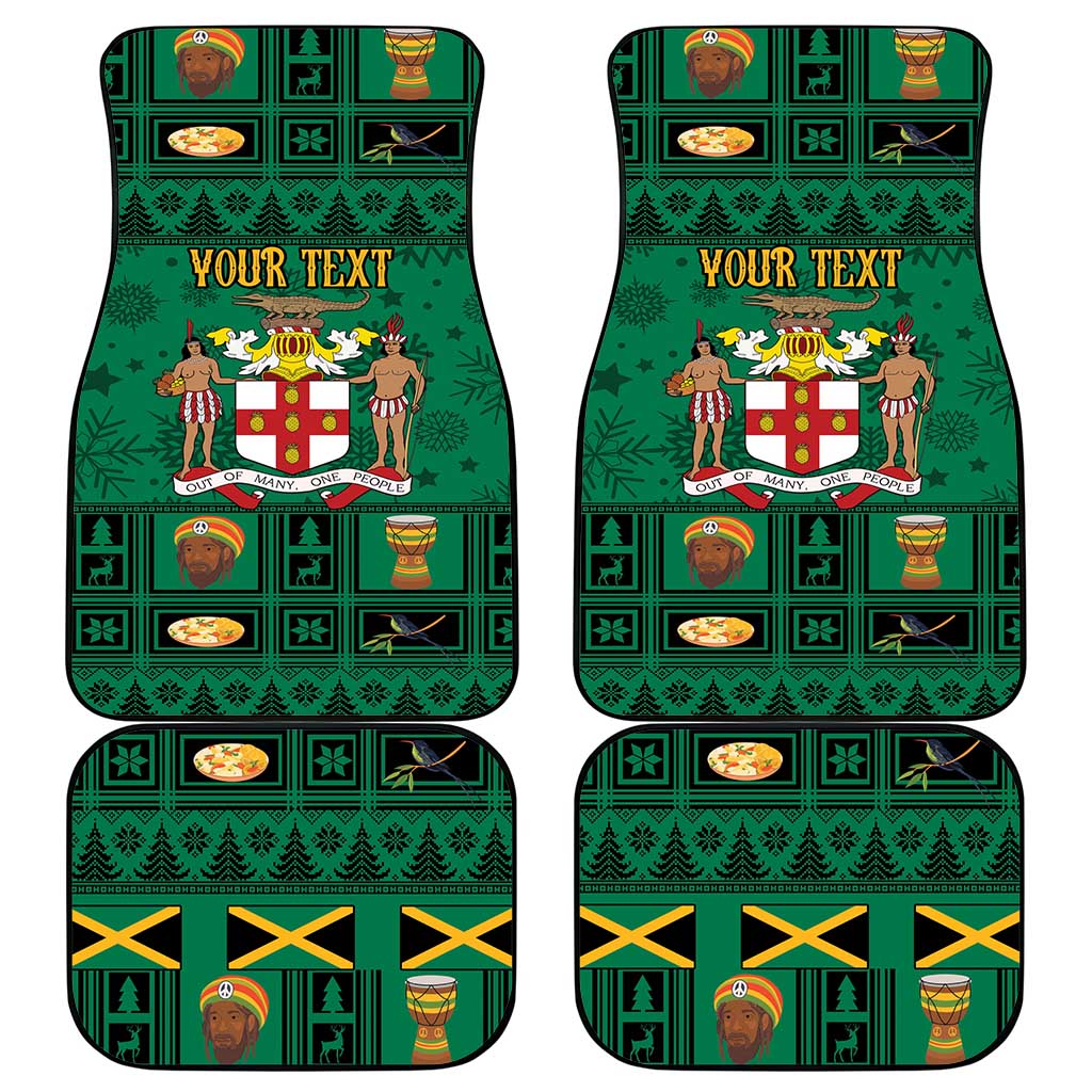Personalized Afro-Jamaicans Merri Crissmuss Car Mats Coat Of Arms - Xmas
