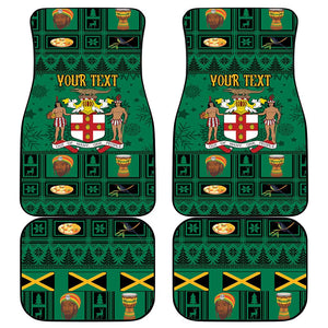 Personalized Afro-Jamaicans Merri Crissmuss Car Mats Coat Of Arms - Xmas