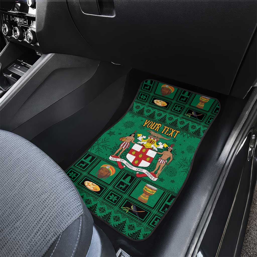 Personalized Afro-Jamaicans Merri Crissmuss Car Mats Coat Of Arms - Xmas