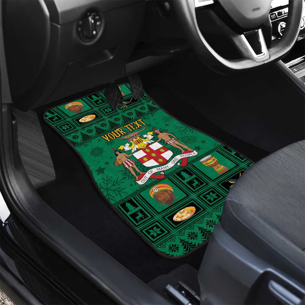 Personalized Afro-Jamaicans Merri Crissmuss Car Mats Coat Of Arms - Xmas
