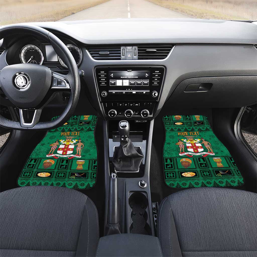 Personalized Afro-Jamaicans Merri Crissmuss Car Mats Coat Of Arms - Xmas