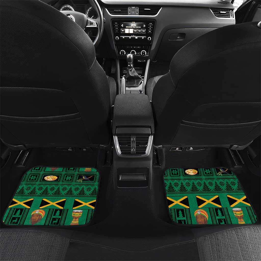 Personalized Afro-Jamaicans Merri Crissmuss Car Mats Coat Of Arms - Xmas