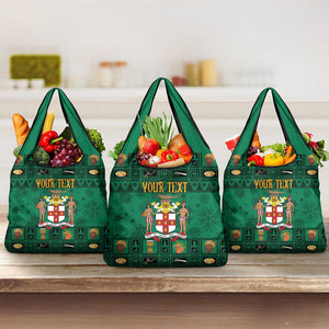 Personalized Afro-Jamaicans Merri Crissmuss Grocery Bag Coat Of Arms - Xmas