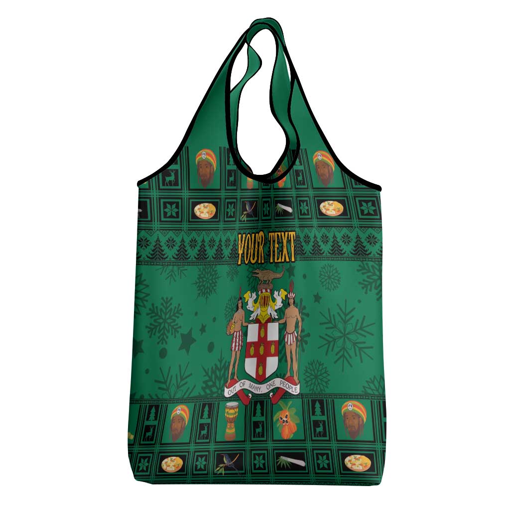 Personalized Afro-Jamaicans Merri Crissmuss Grocery Bag Coat Of Arms - Xmas