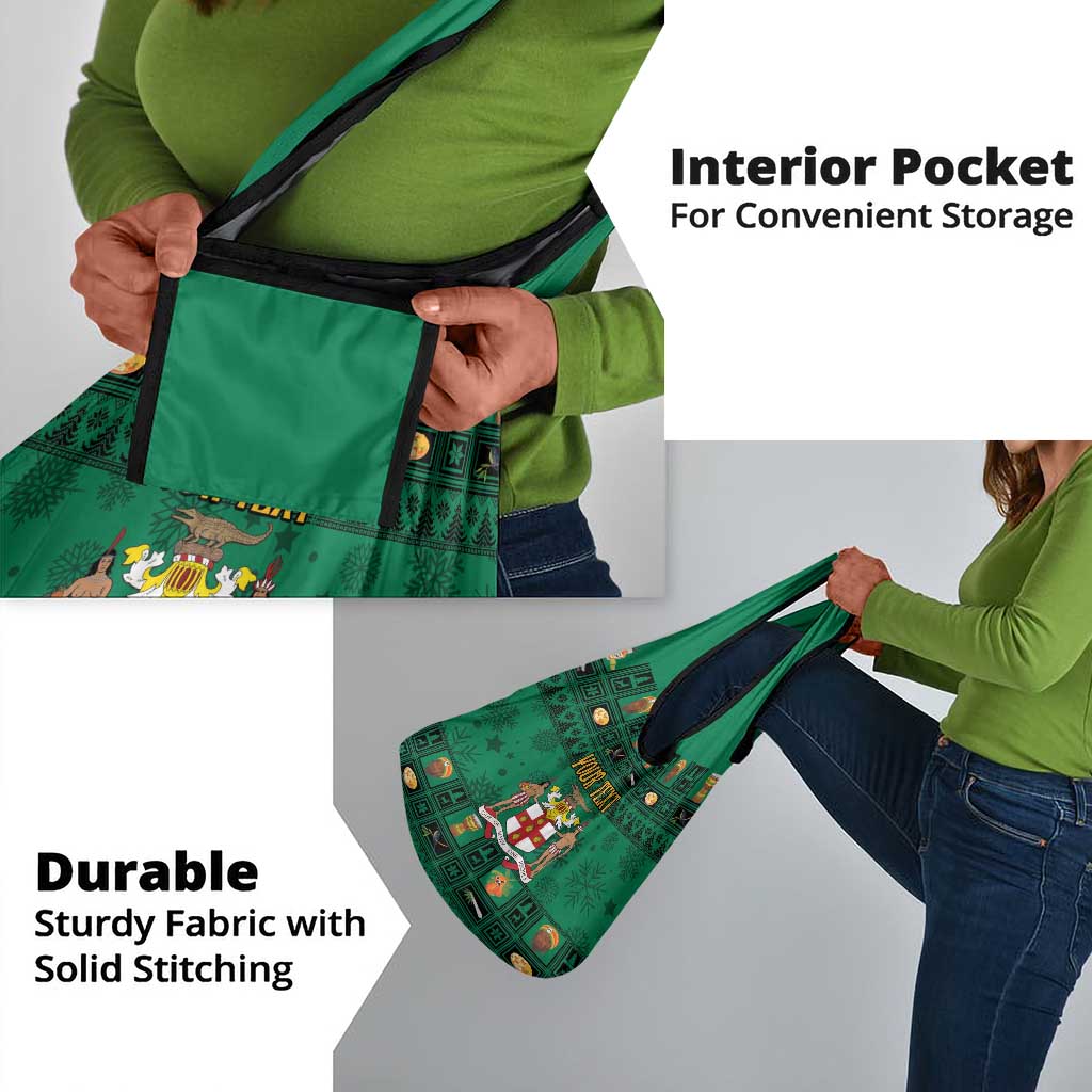 Personalized Afro-Jamaicans Merri Crissmuss Grocery Bag Coat Of Arms - Xmas