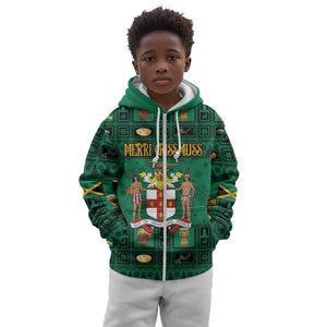 Personalized Afro-Jamaicans Merri Crissmuss Kid Hoodie Coat Of Arms - Xmas