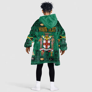 Personalized Afro-Jamaicans Merri Crissmuss Kid Wearable Blanket Hoodie Coat Of Arms - Xmas