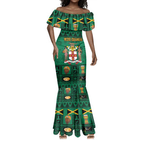 Personalized Afro-Jamaicans Merri Crissmuss Mermaid Dress Coat Of Arms - Xmas