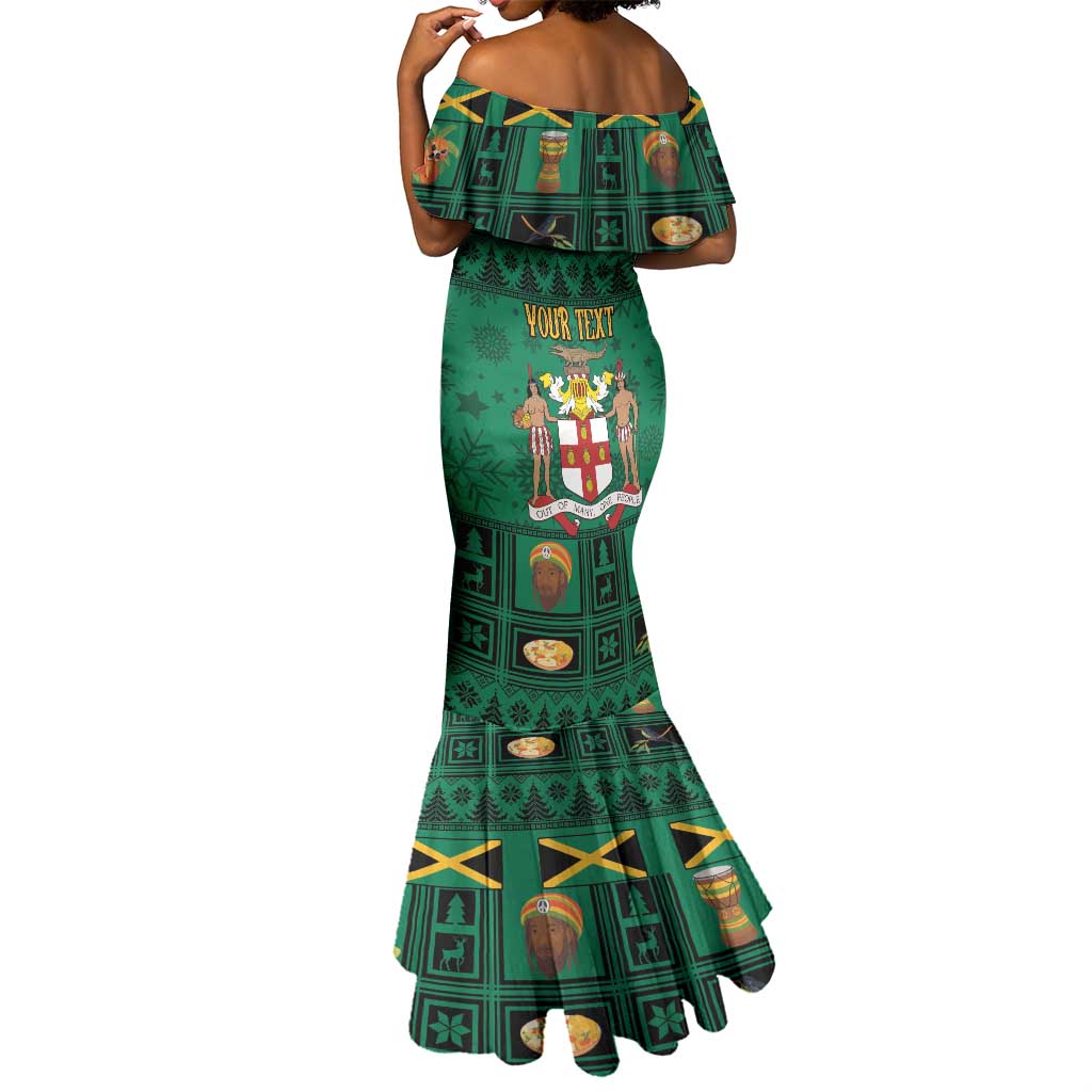 Personalized Afro-Jamaicans Merri Crissmuss Mermaid Dress Coat Of Arms - Xmas