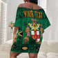 Personalized Afro-Jamaicans Merri Crissmuss Off Shoulder Short Dress Coat Of Arms - Xmas