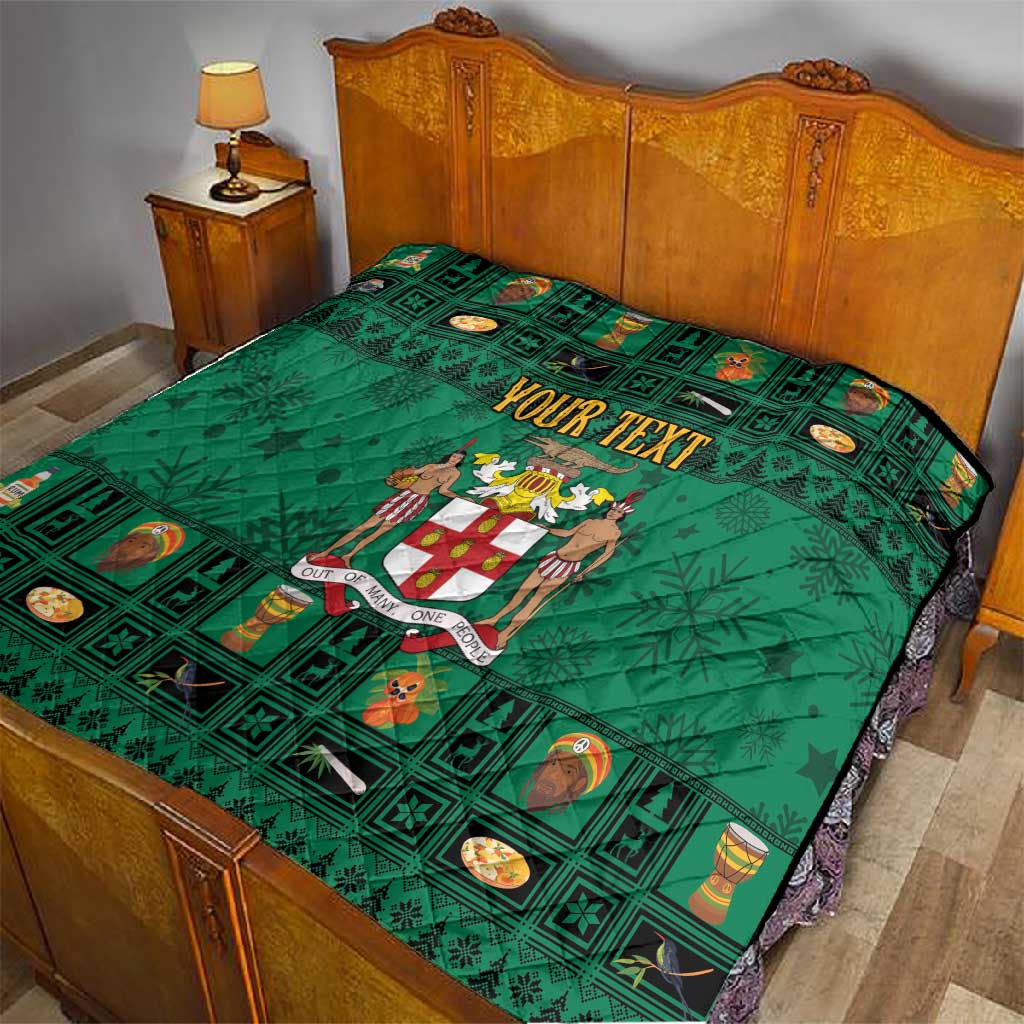 Personalized Afro-Jamaicans Merri Crissmuss Quilt Coat Of Arms - Xmas