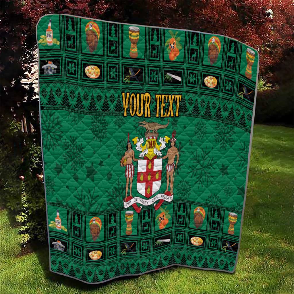Personalized Afro-Jamaicans Merri Crissmuss Quilt Coat Of Arms - Xmas