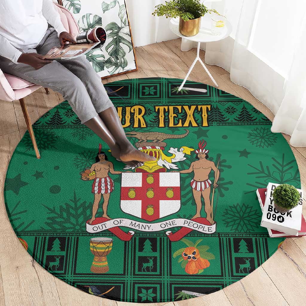 Personalized Afro-Jamaicans Merri Crissmuss Round Carpet Coat Of Arms - Xmas