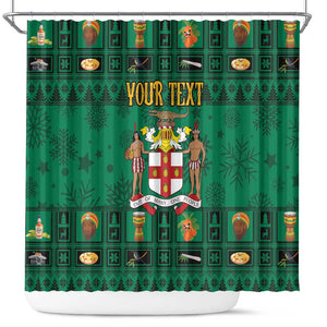 Personalized Afro-Jamaicans Merri Crissmuss Shower Curtain Coat Of Arms - Xmas